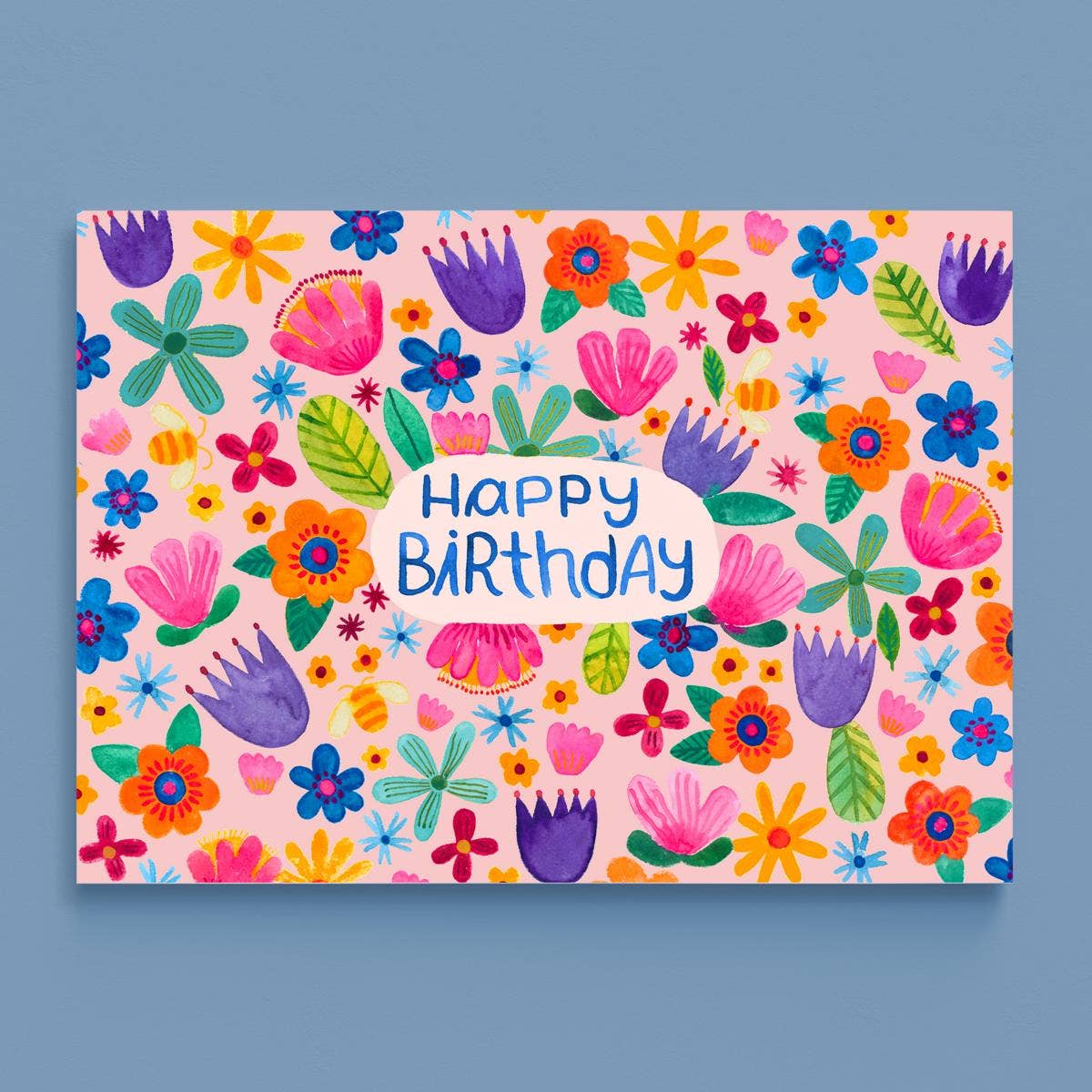 Postkarte *Happy Birthday* (mit Blumen) (VE=10)