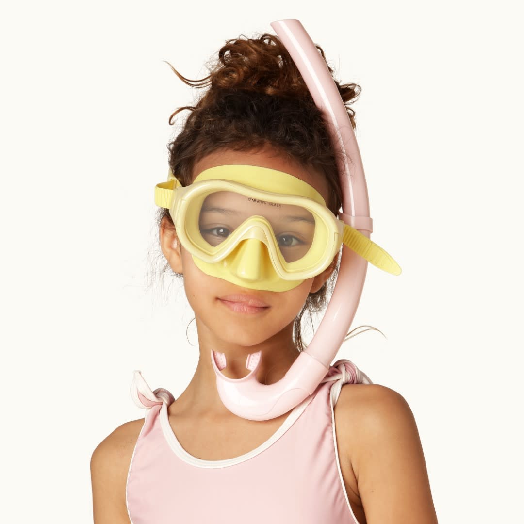 Taucherbrille und Schnorchel citron/ french rose