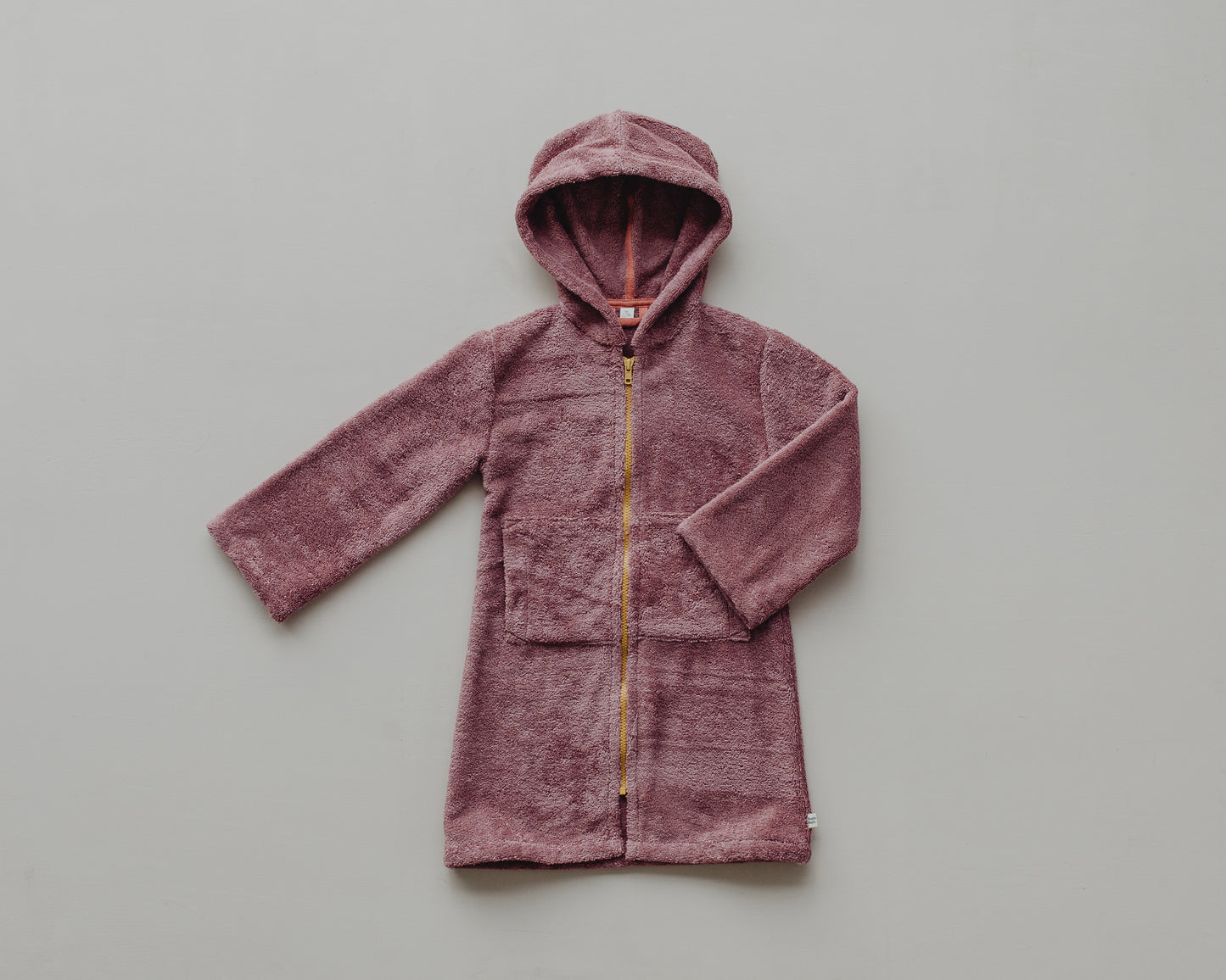 Kinderbademantel mit Reissverschluss Mauve/Ochre