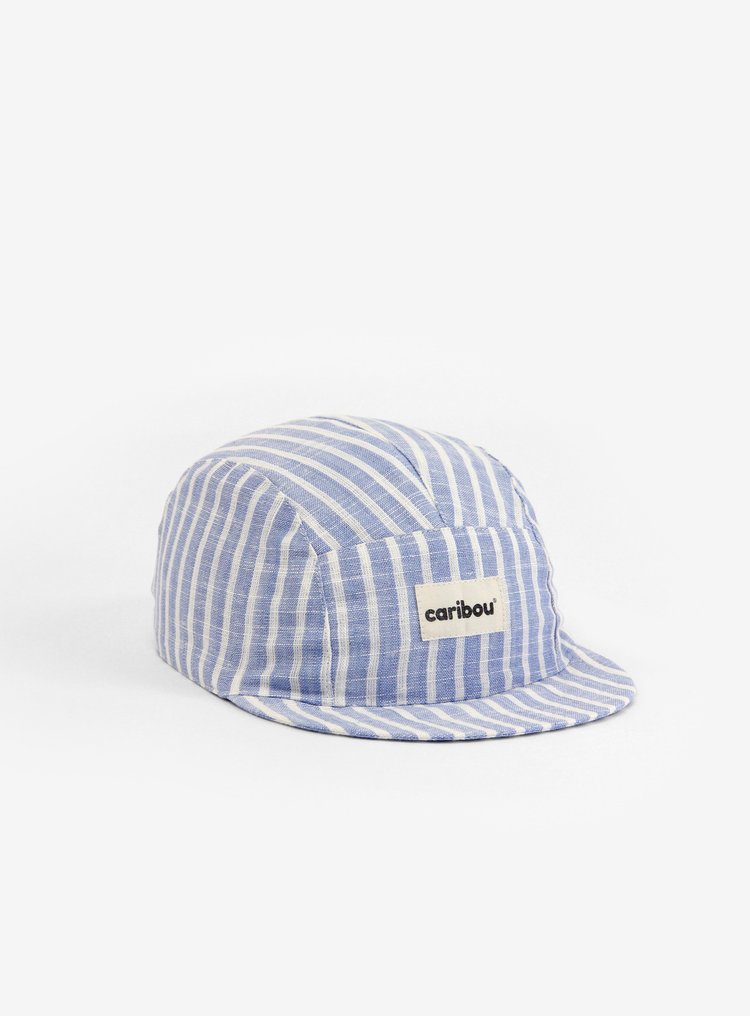 Cap 100% Leinen blau getreift