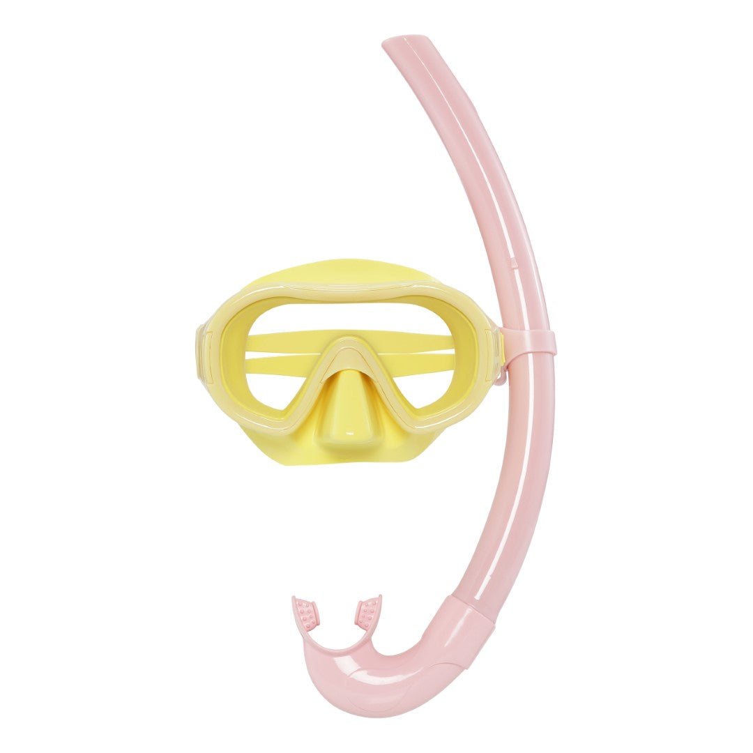 Taucherbrille und Schnorchel citron/ french rose