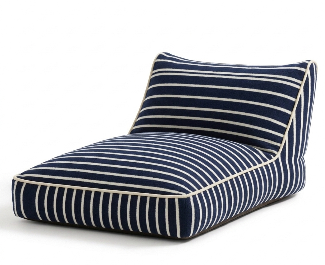 Luxuriöses aufblasbares Liegebett mit Baumwoll-Frottierbezug | Luftbett für Innenbereich, Garten, Pool & Camping: Creme/Blau