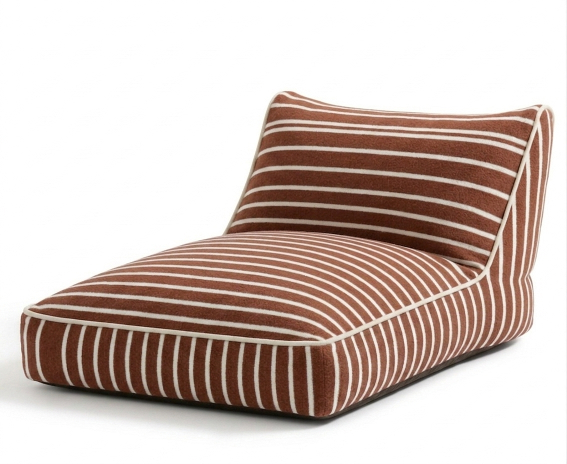 Luxuriöses aufblasbares Liegebett mit Baumwoll-Frottierbezug | Luftbett für Innenbereich, Garten, Pool & Camping: Creme/Blau
