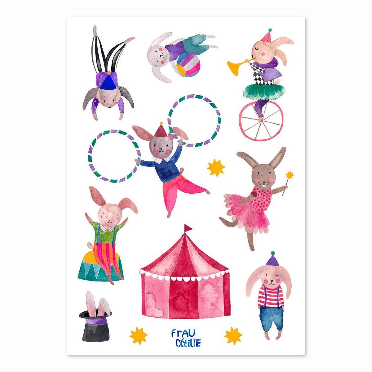 Kindertattoos *Hasen im Zirkus* (VE=3)