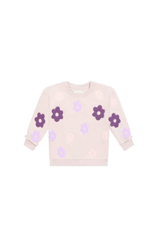 OVERSIZED SWEATSHIRT 'TERRY LAVENDER FLOWERS'