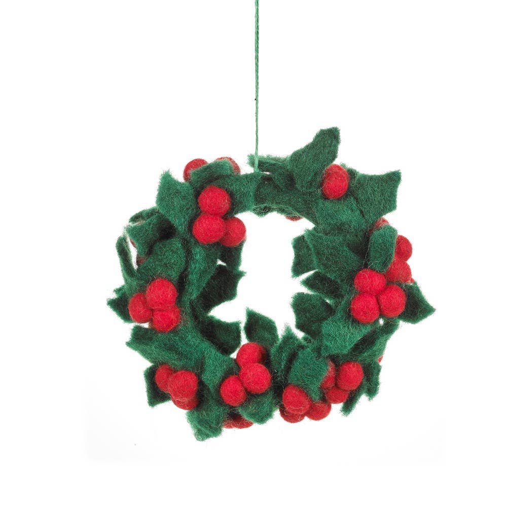 Handgefertigter Filz Fair Tade Holly Mini-Kranz Weihnachtsdekor