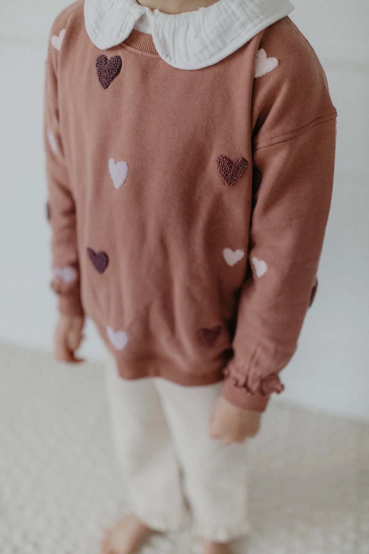 OVERSIZED SWEATSHIRT 'TERRY HEARTS' IN LIGHT BURGUNDY