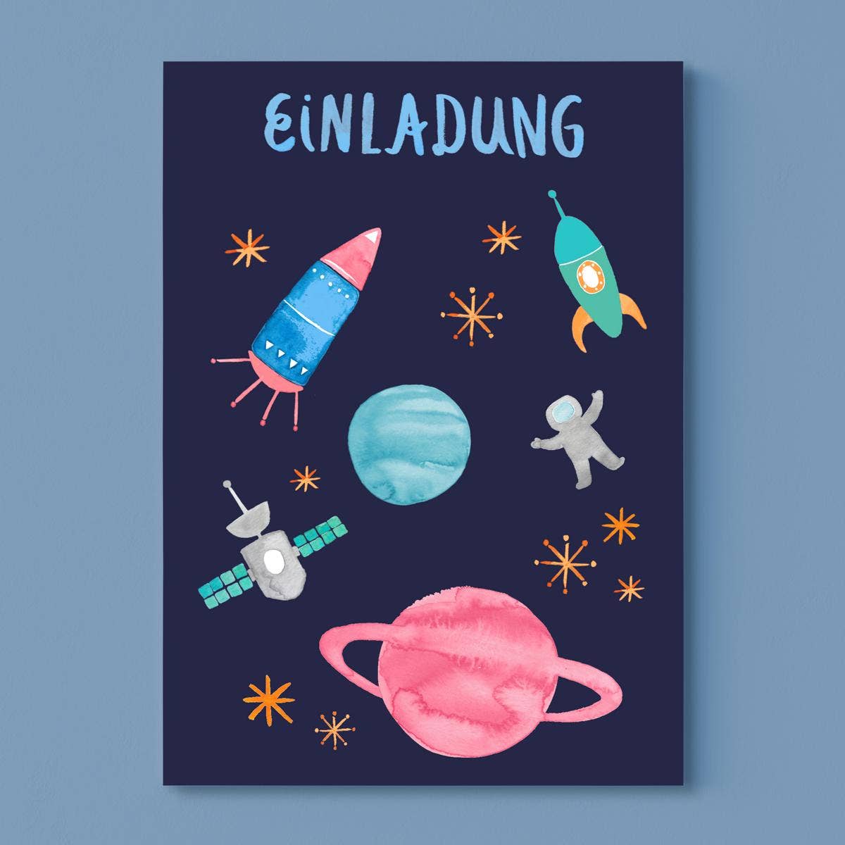 Postkarte *Einladung* mit Weltall zum Kindergeburtstag (VE=10)