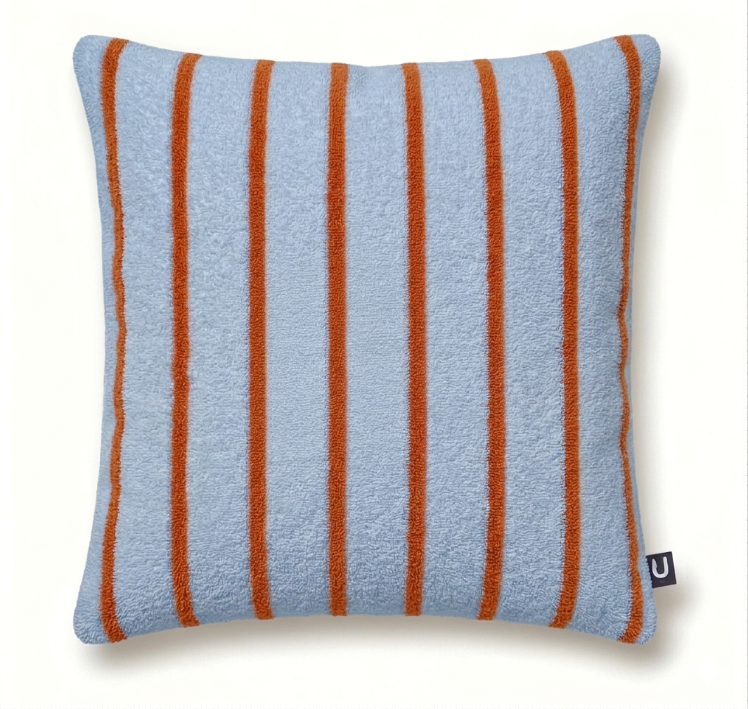 Großes Indoor-/Outdoor-Frottee-Streifenkissen | Wasserabweisendes Garten- und Poolkissen: Navy/Cream / Rectangle 45x28cm
