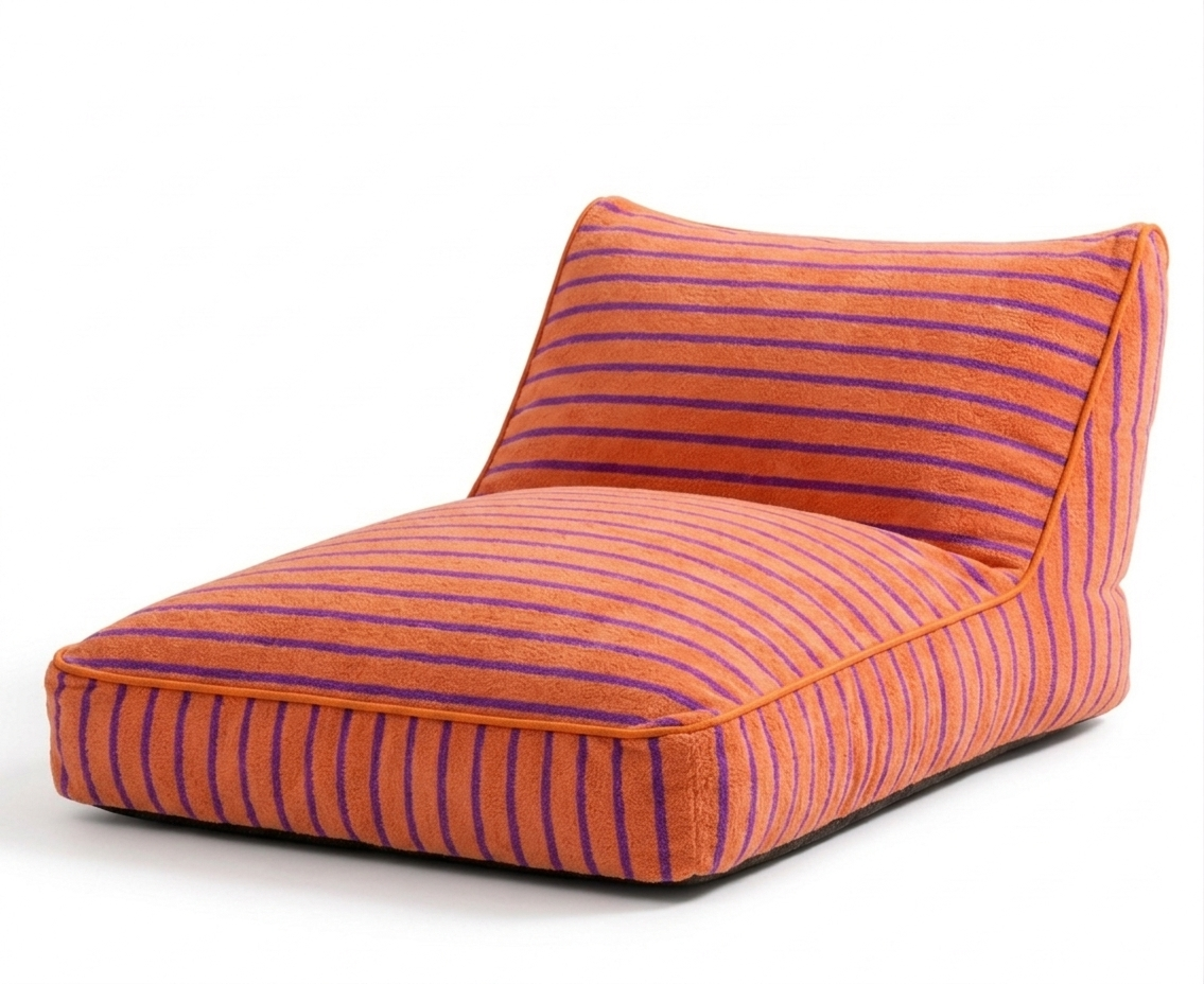 Luxuriöses aufblasbares Liegebett mit Baumwoll-Frottierbezug | Luftbett für Innenbereich, Garten, Pool & Camping: Creme/Blau