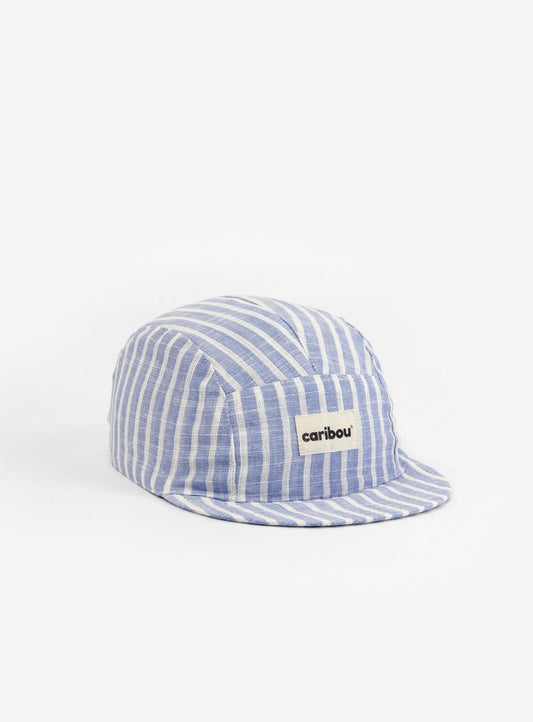 Cap 100% Leinen blau getreift