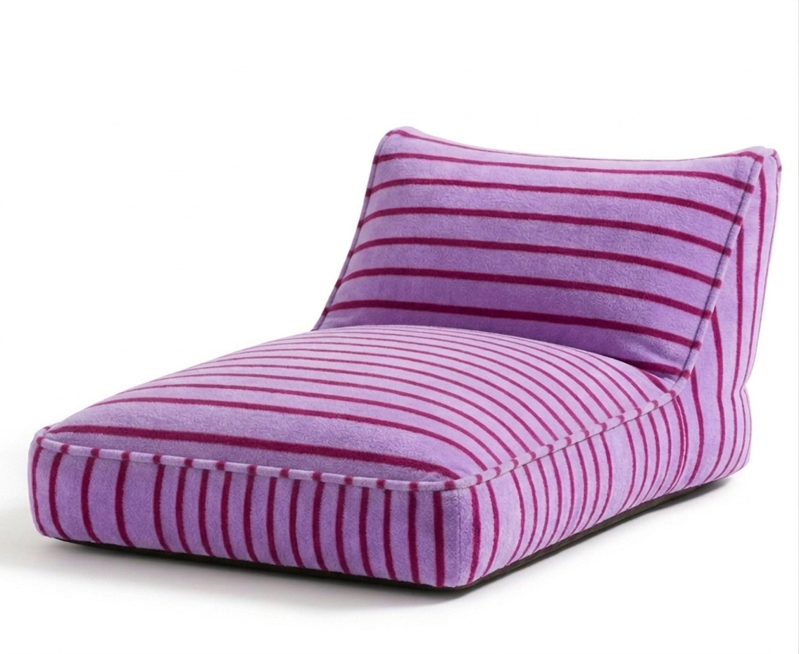 Luxuriöses aufblasbares Liegebett mit Baumwoll-Frottierbezug | Luftbett für Innenbereich, Garten, Pool & Camping: Creme/Blau