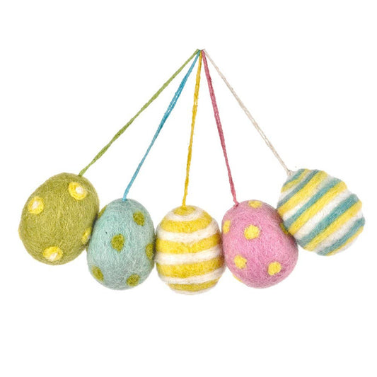 Handgefertigte Nadelfilz Ostereier (5er Set) zum Aufhängen Ostern