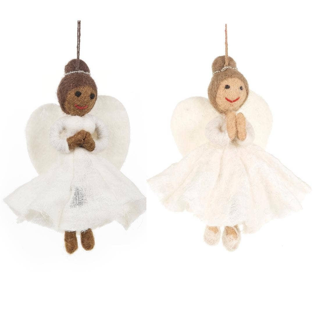Handgefertigter Filz Fair Trade Weihnachtsengel Hän: Schwarz