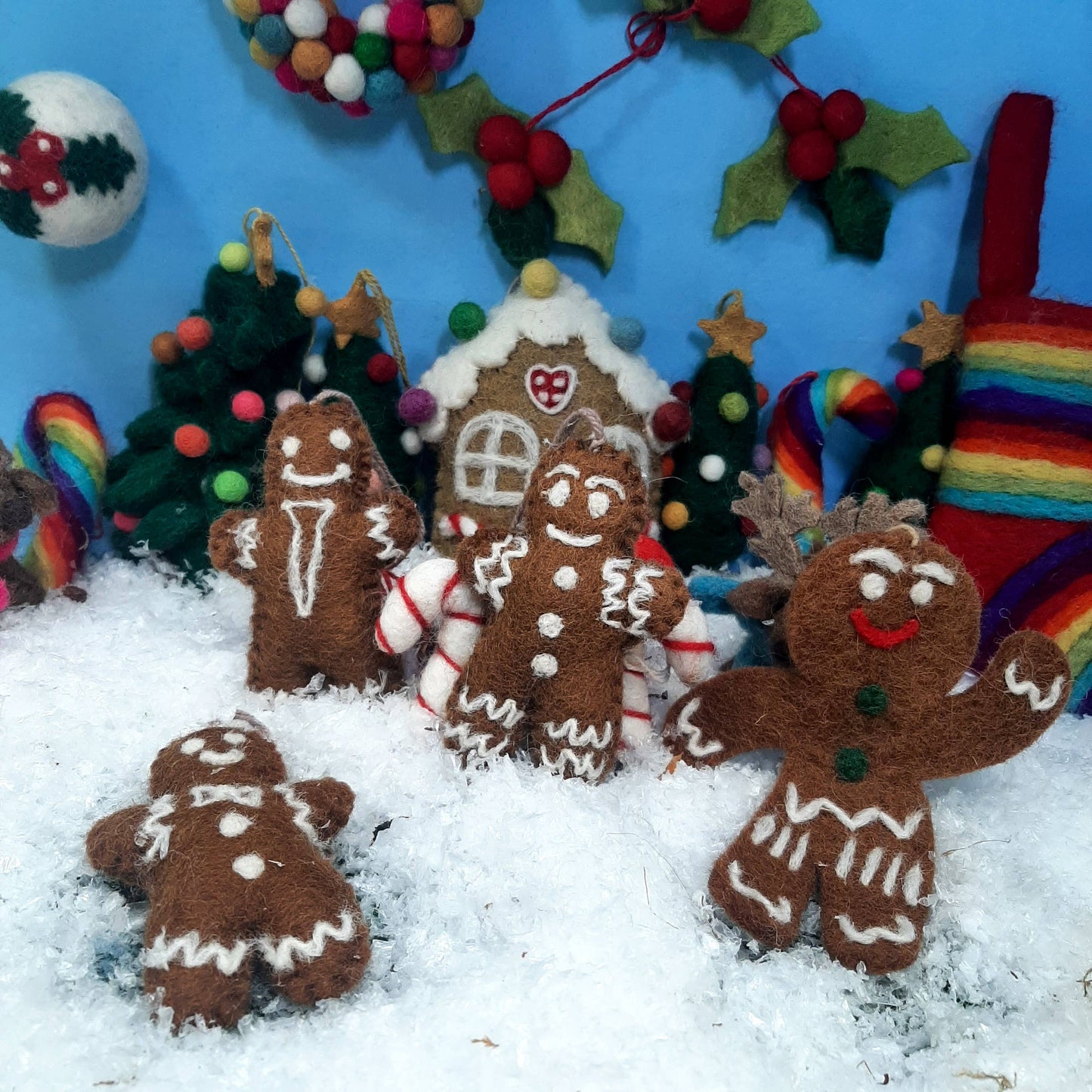 Handgefertigter Filz Jolly Lebkuchenmann zum Aufhängen Weihnachtsdekor