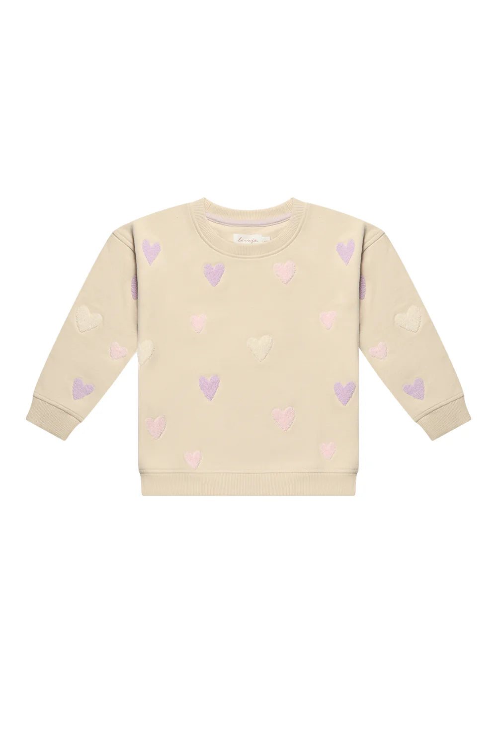 OVERSIZED SWEATSHIRT 'TERRY HEARTS' IN CAPPUCCINO