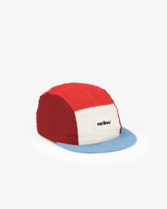 Cap 100% Leinen red/blue