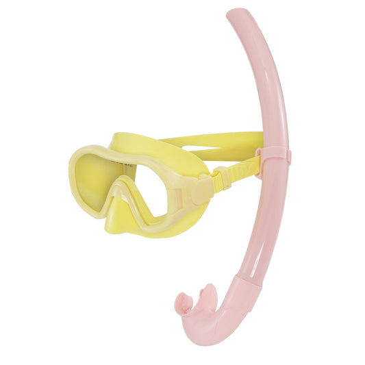 Taucherbrille und Schnorchel citron/ french rose