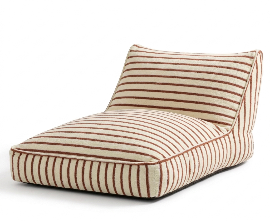 Luxuriöses aufblasbares Liegebett mit Baumwoll-Frottierbezug | Luftbett für Innenbereich, Garten, Pool & Camping: Creme/Blau