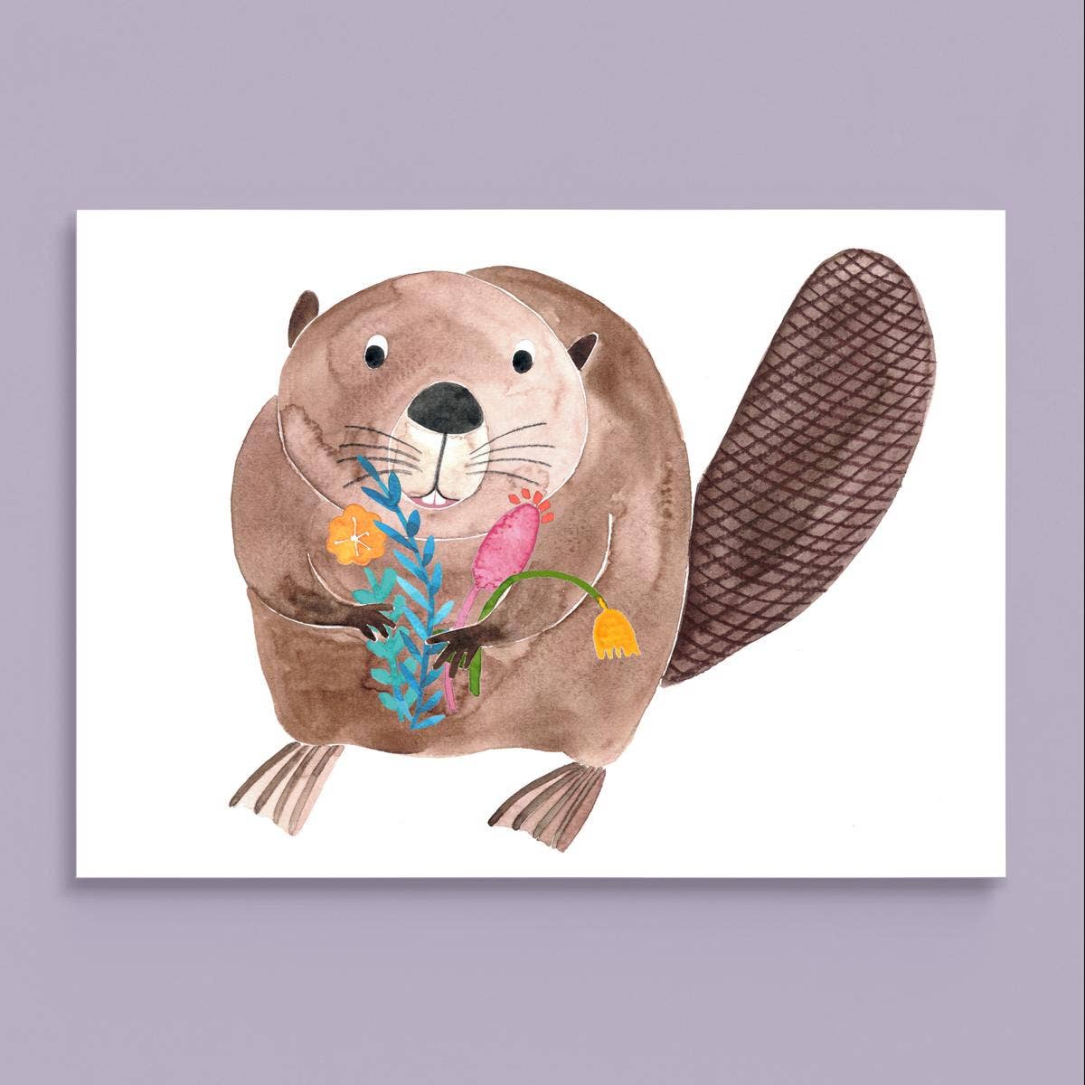 Postkarte *Biber mit Blumen* (VE=10)
